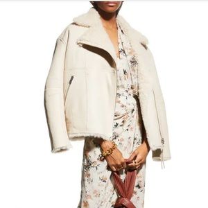 Iro Ivory Leather and Shearling Jacket